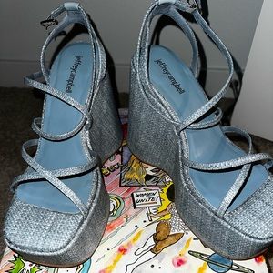 Jeffrey Campbell Oliana blue woven Wedge